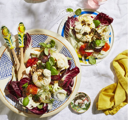 Burrata & Orange Salad with Black Olive Dressing