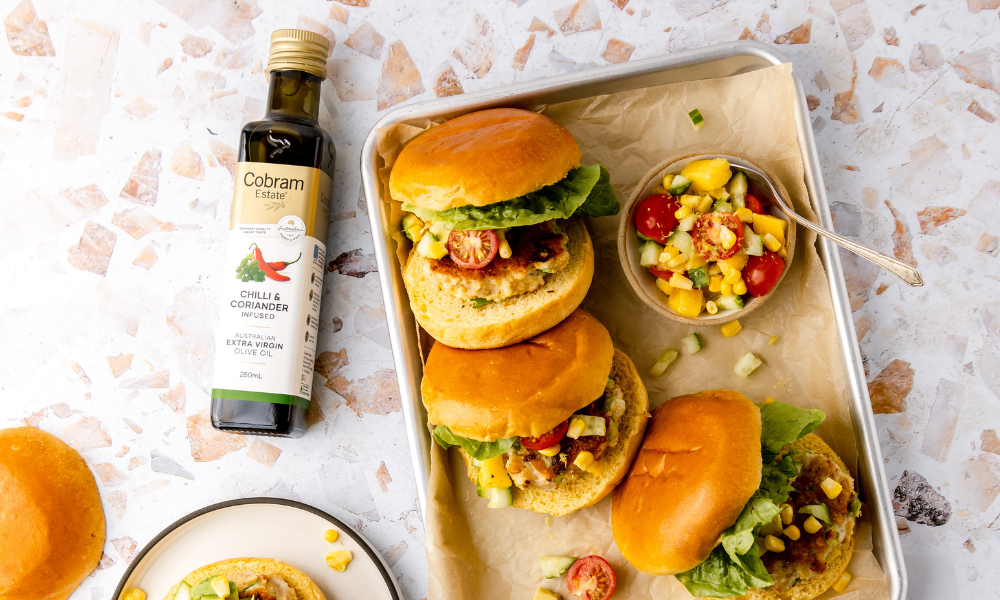 Chilli & Coriander Chicken Burgers Cobram Estate AU