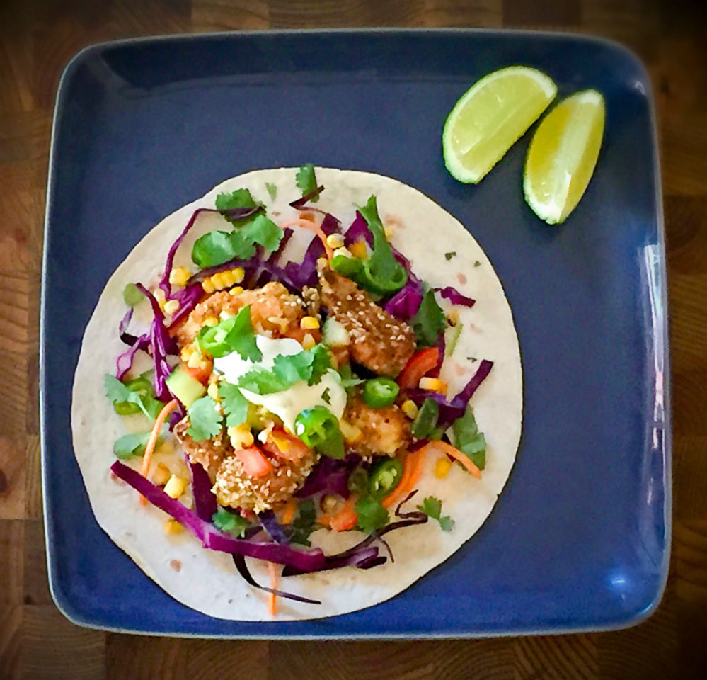 Fish Tacos with Lime Mayo & Fiesta Salad