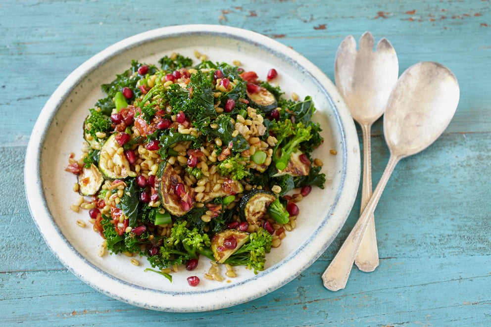 Dr Joanna McMillan's Greens & Freekeh Salad with Pomegranate
