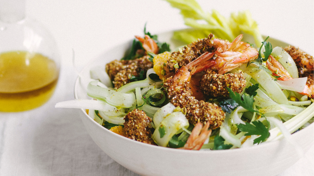Prawn &amp; Celery Salad with Ginger Dressing &ndash; Cobram Estate AU