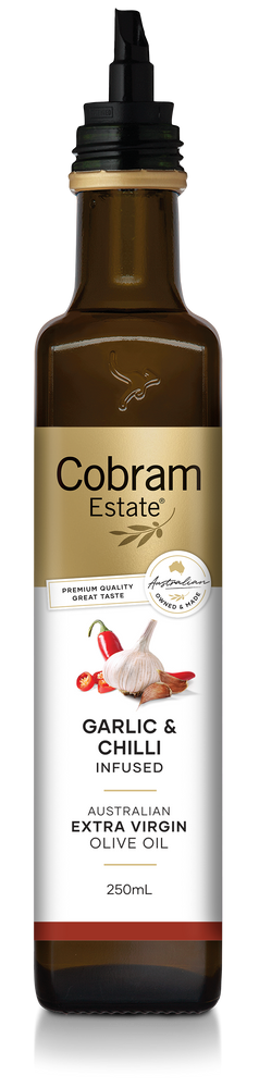 
                  
                    Garlic & Chilli Infused Oil in 250ml Bottle | Australian Extra Virgin Olive Oil | Cobram Estate AU
                  
                