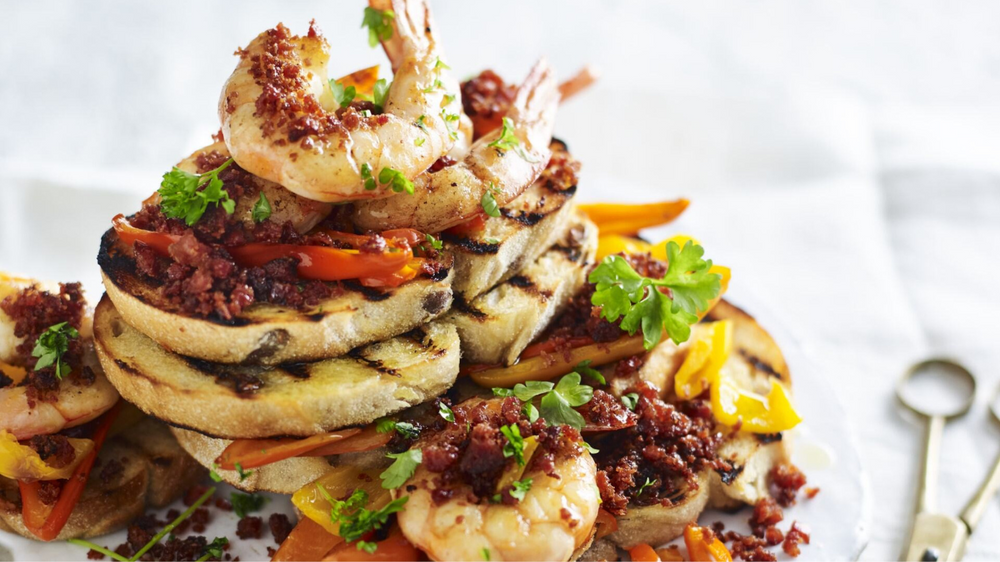 Roasted Chorizo and Prawns