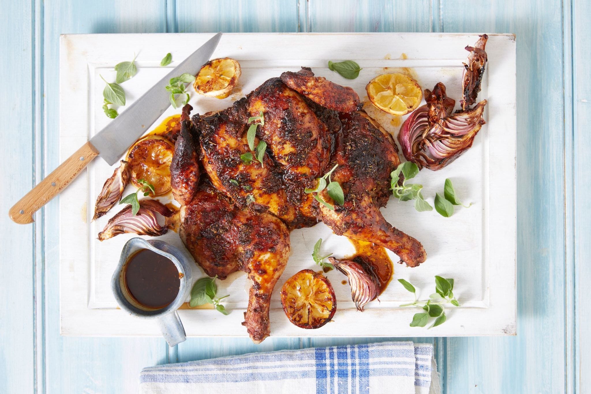 Butterflied Roast Chicken in Sticky Smoky Deliciousness Cobram Estate AU