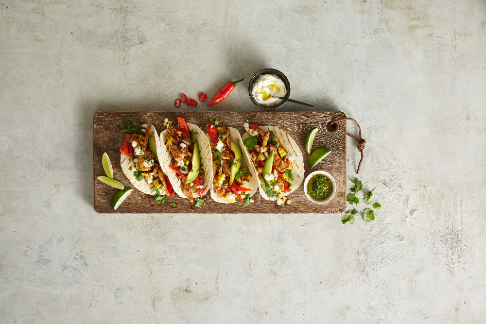 Chicken Tacos with Chargrilled Vegetables & Chimichurri Dressing