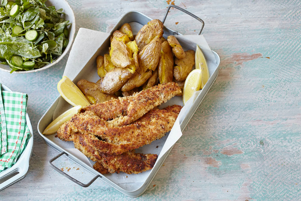 Dr Joanna McMillan's Sourdough Crumbed Fish with Smashed Potatoes