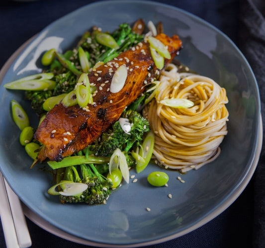 Honey Soy Salmon with Soba Noodles
