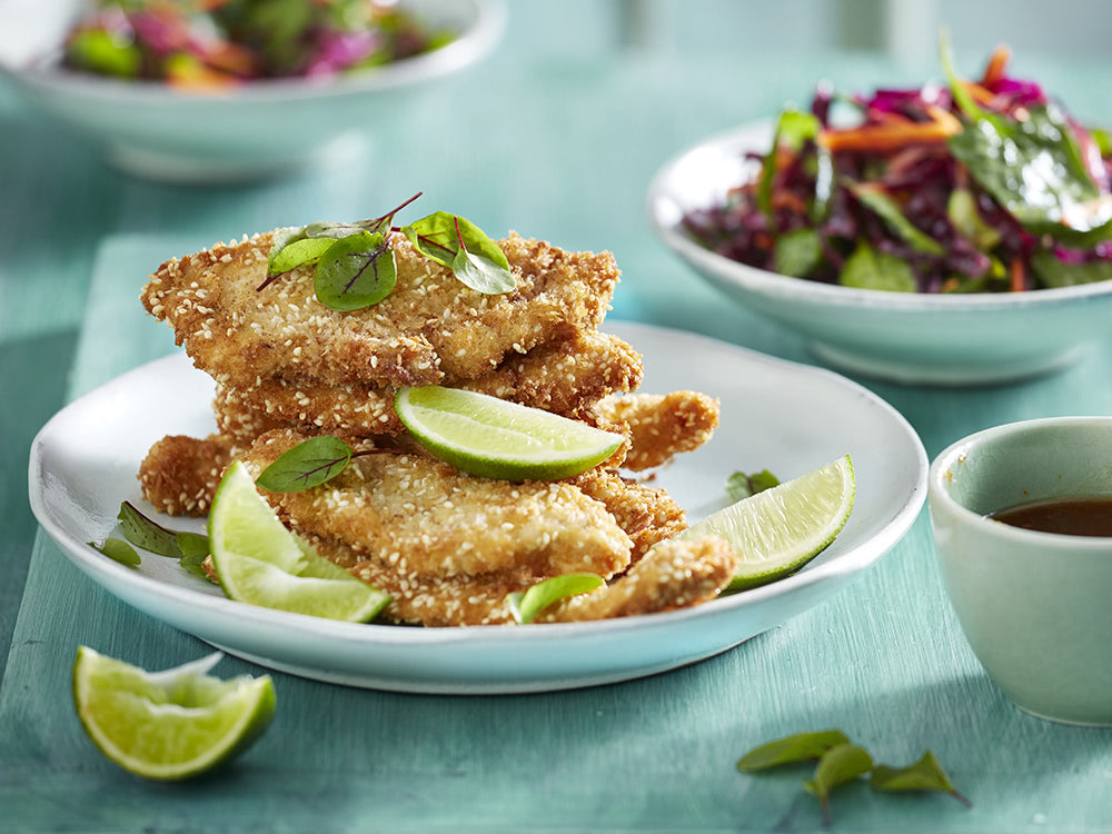 Panko & Sesame Crumbed Chicken with Asian Slaw