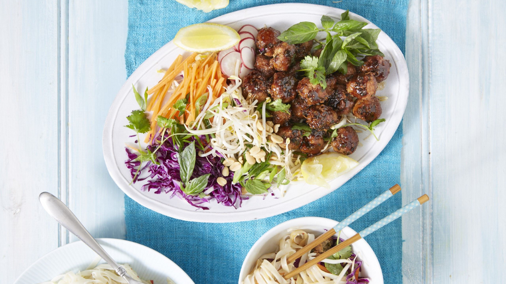 Vietnamese Meatballs with Salad and Noodles