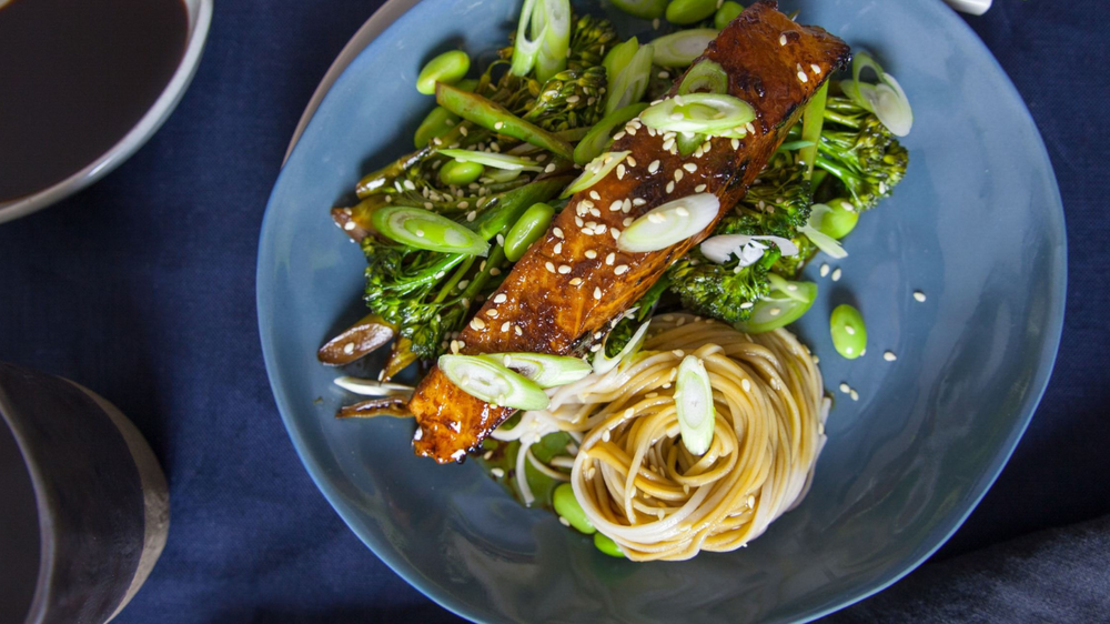 Honey Soy Salmon with Soba Noodles