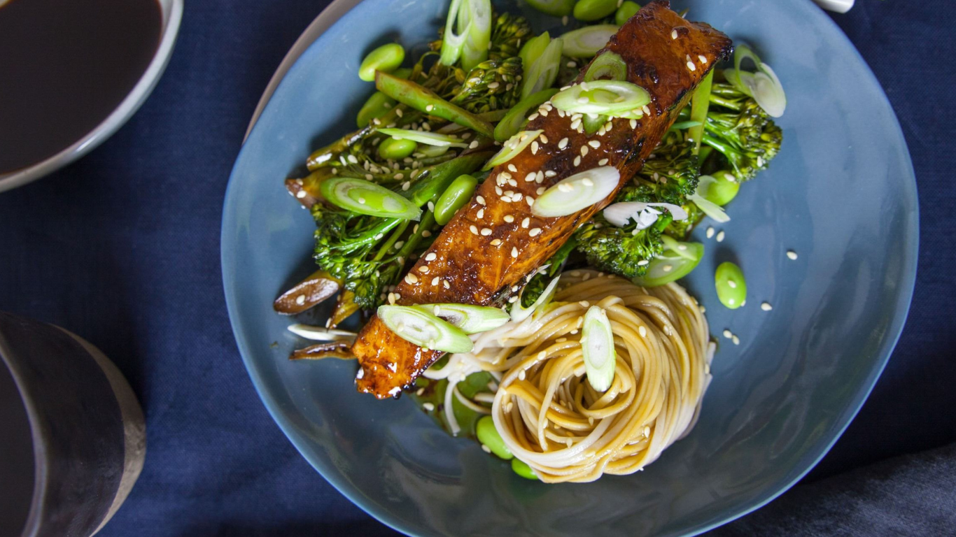 Honey Soy Salmon with Soba Noodles