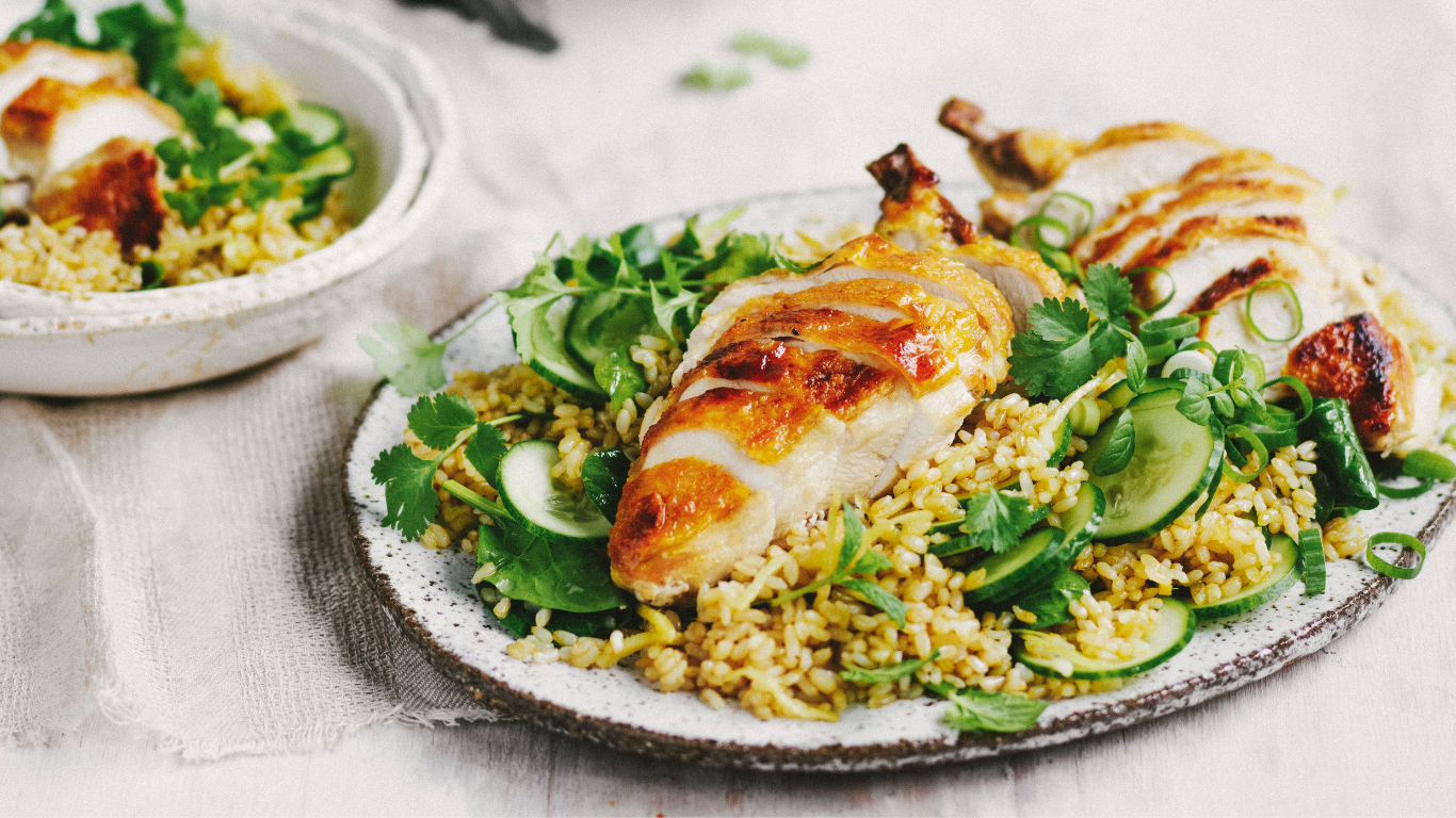 Brown rice salad with chicken