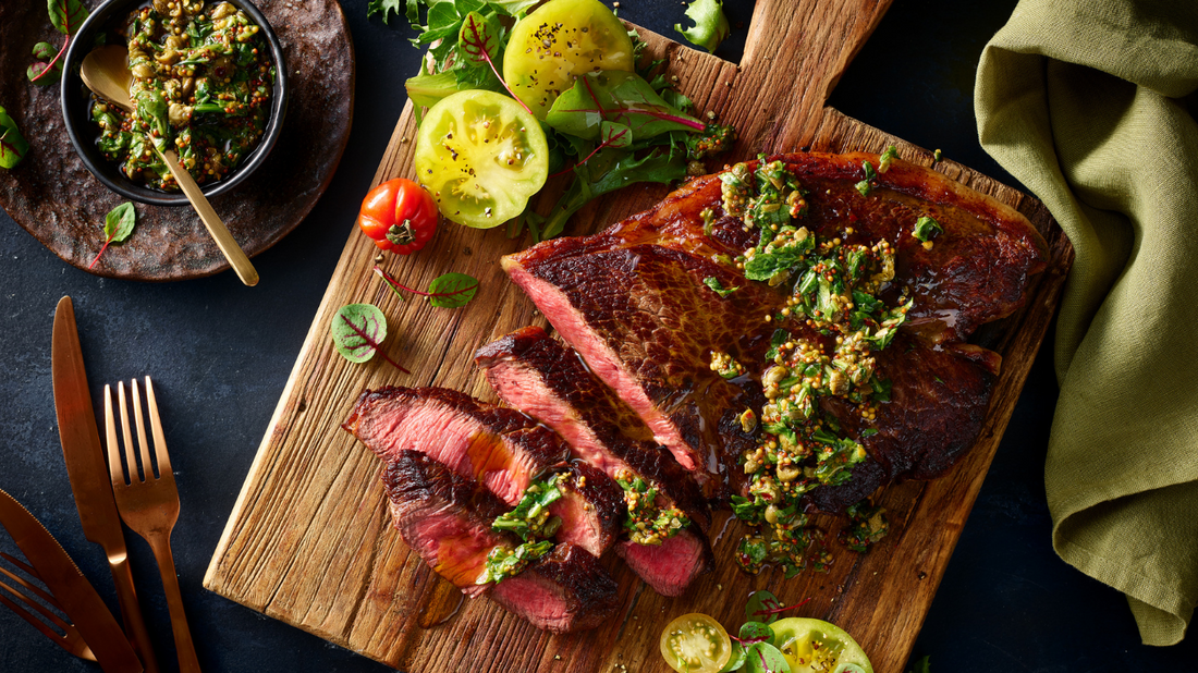 Rump Steak with Rocket Salsa Verde – Cobram Estate AU