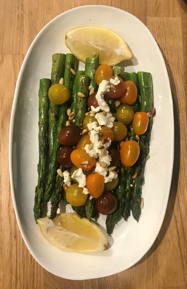 BBQ Asparagus with Goats Cheese