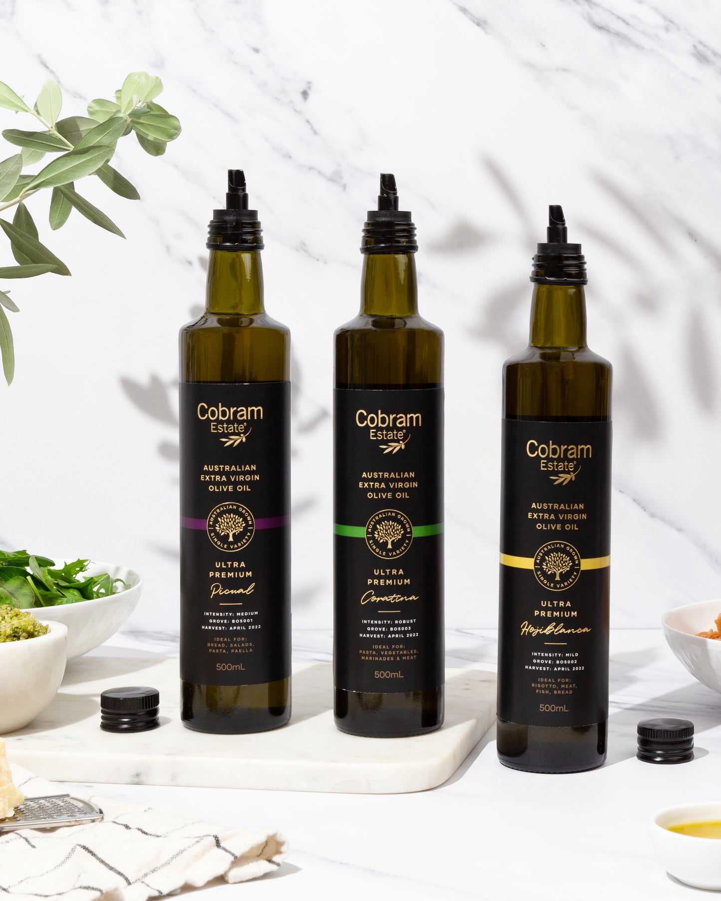 3 Flavours of Ultra Premium in 500ml Bottle | Australian Extra Virgin Olive Oil | Cobram Estate AU