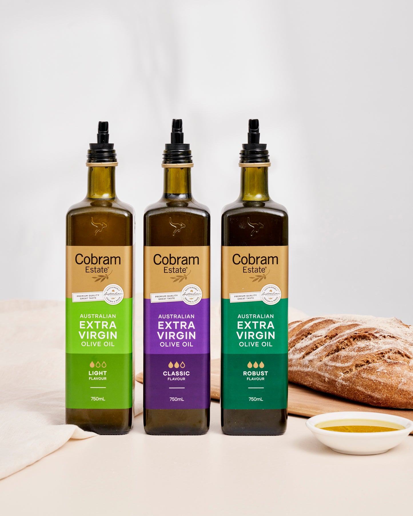 750ml Bottles of Everyday Essential Collection | Extra Virgin Olive Oil | Cobram Estate AU