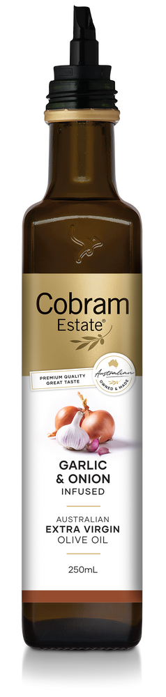 
                  
                    Garlic & Onion Infused in 250mL Bottle | Australian Extra Virgin Olive Oil | Cobram Estate AU
                  
                