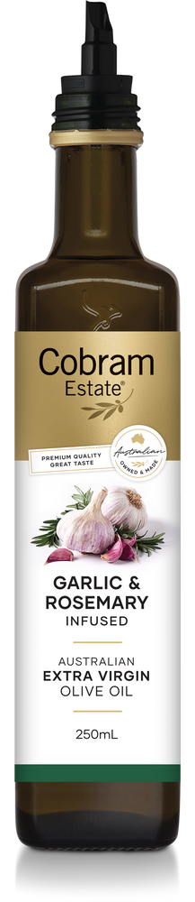 250ml Garlic & Rosemary Infused EVOO | Australian Extra Virgin Olive Oil | Cobram Estate AU
