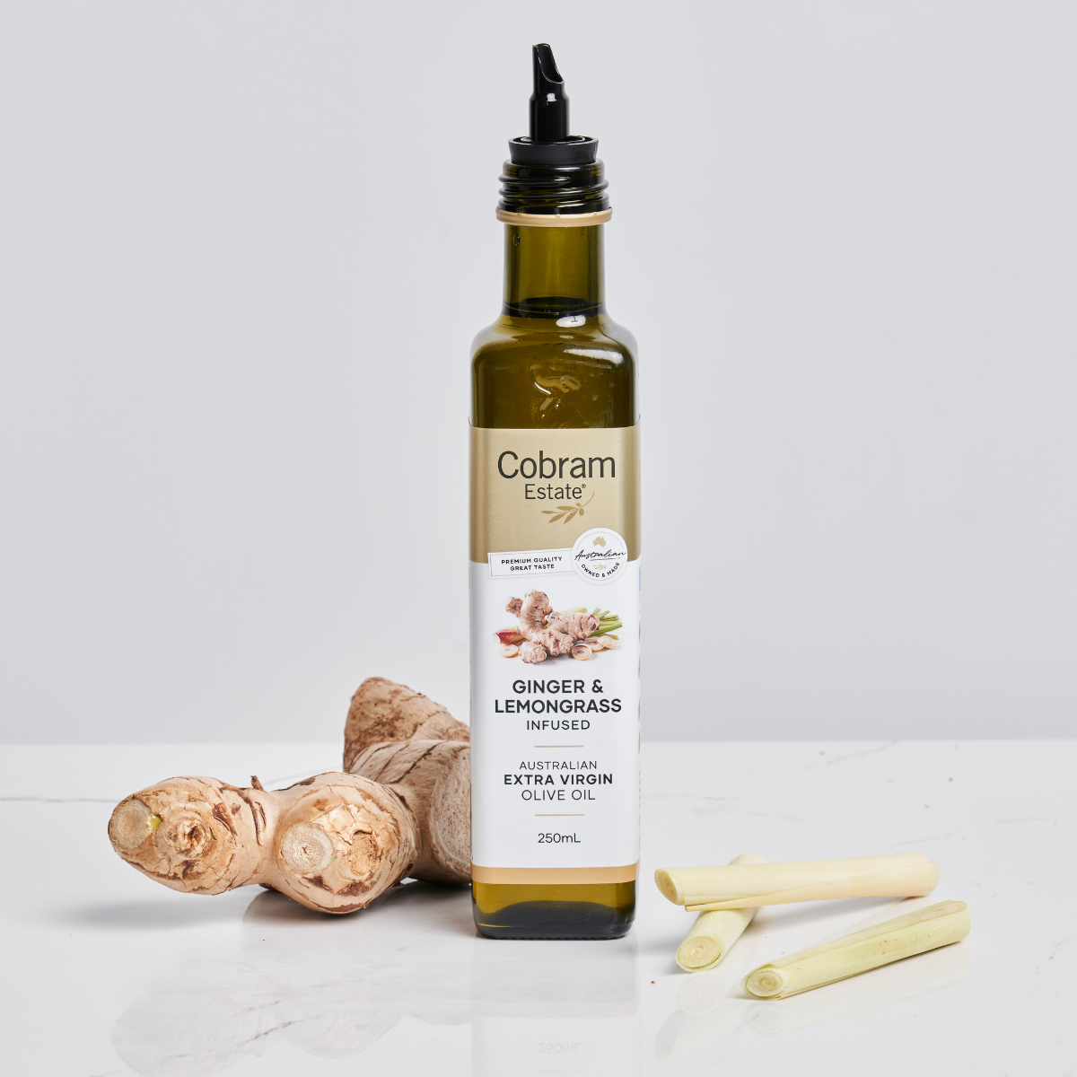 
                  
                    Ginger & Lemongrass Infused 250ml EVOO | Healthy Extra Virgin Olive Oil | Cobram Estate AU
                  
                