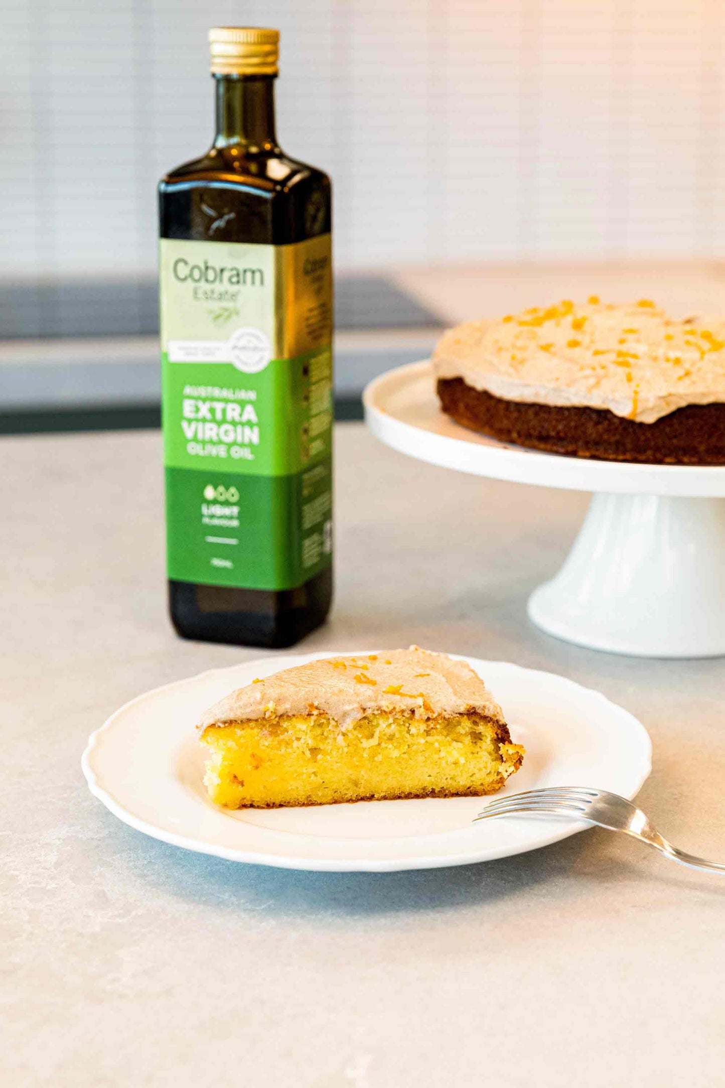 
                  
                    Slice of Cake with Light Flavour Intensity | Australian Extra Virgin Olive Oil | Cobram Estate AU
                  
                