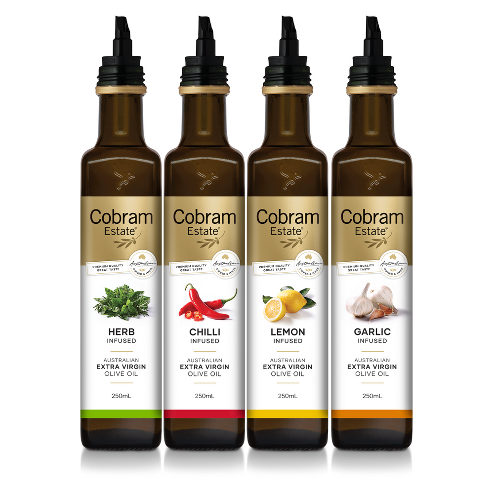 4 Flavours of Infusions Gift Pack | Australian Extra Virgin Olive Oil | Cobram Estate AU
