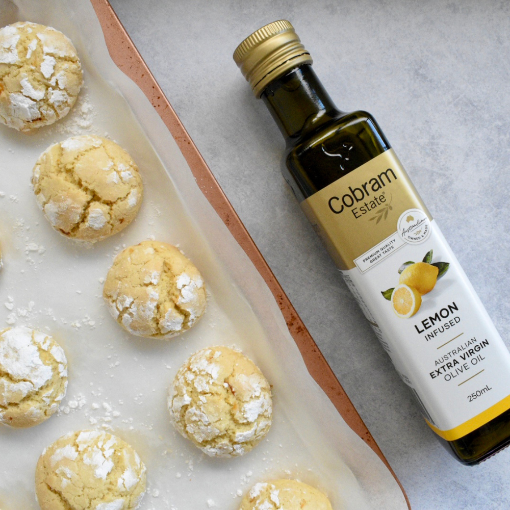 
                  
                    Flavoured Lemon Cookies made with Lemon Infused | Extra Virgin Olive Oil | Cobram Estate AU
                  
                